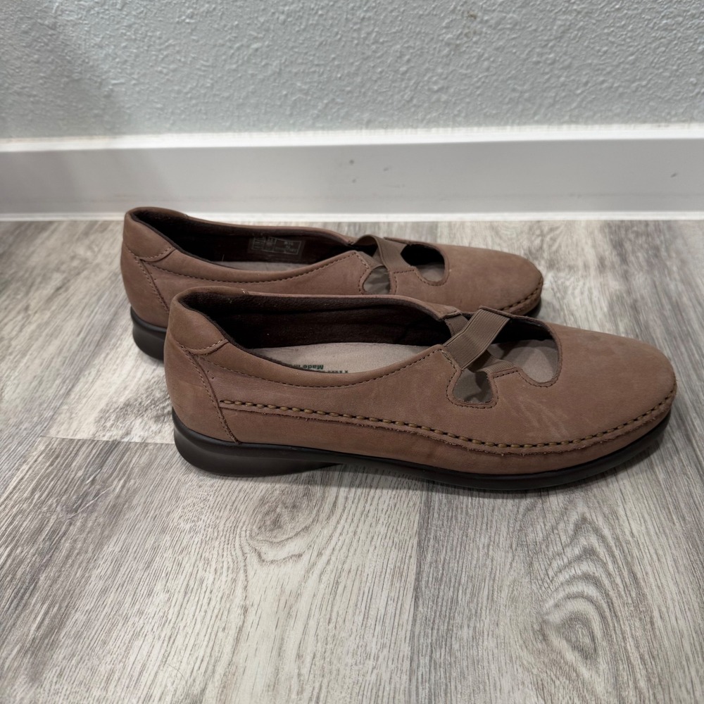 SAS Tripad Comfort Mary Jane Flats Brown Nubuck Leather 8.5 N Made in USA - Picture 1 of 8